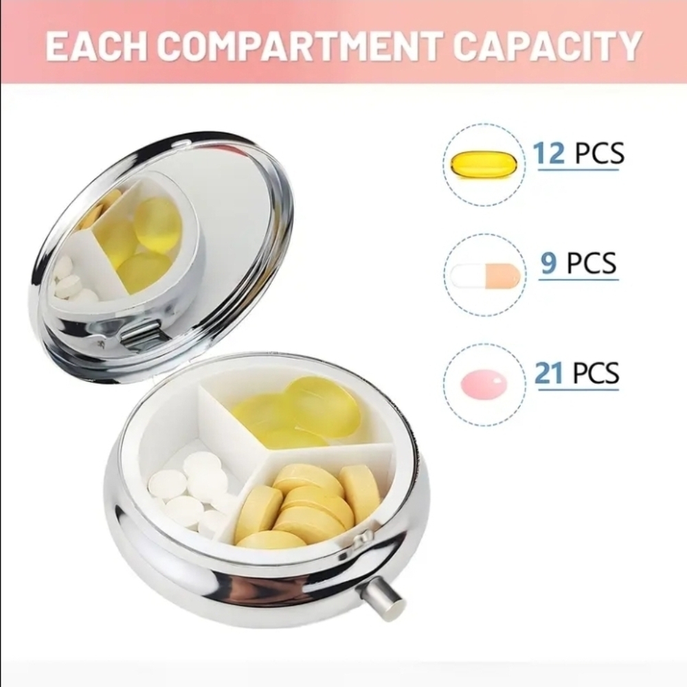 Hummingbird 3-Compartment Metal Pill Box Container. New! - Picture 5 of 5